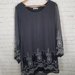 🌵 Black with White Polk A Dot Tunic Plus sz 2X